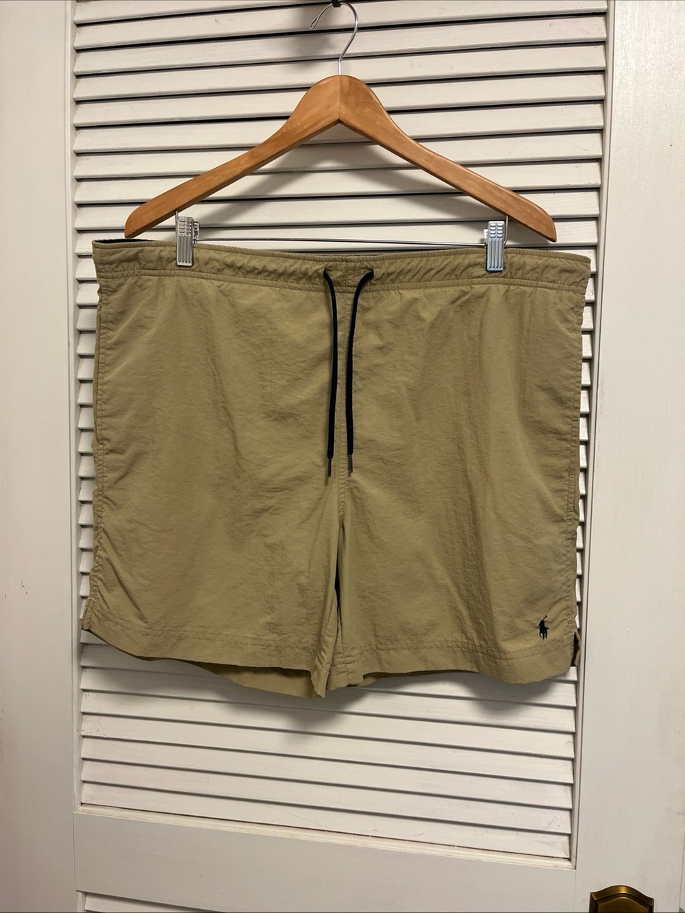 Polo by Ralph Lauren Khaki Swim Trunks with Blue Drawstring